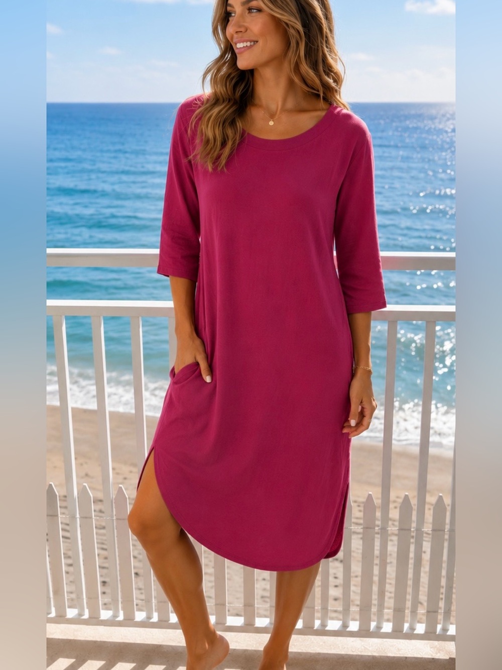 Long casual fun dress with slits and pockets